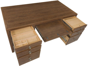 Hooker Furniture Driftwood Executive Desk With Buckboard Sun-Faded Oak Finish, 7-Drawer Storage, Locking Files Medium Wood 6820-10462-85