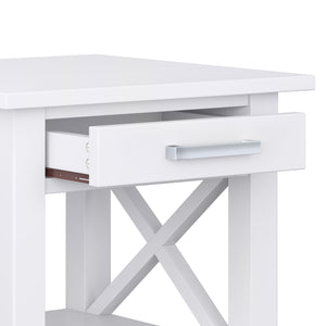 English Elm Kitchener End Table - Handcrafted White Wood With Storage, X-Design Accents, Stylish & Versatile B136P159545