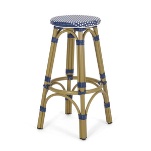 English Elm Outdoor Tropical Pe Rattan Backless Barstools Aluminum Frame Poolside Set of 2 72607.00