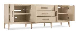 Hooker Furniture Westwood Polished Limestone Credenza With Quartered Oak Veneers, Radiance Hardware & Cable Management 6133-55486-80