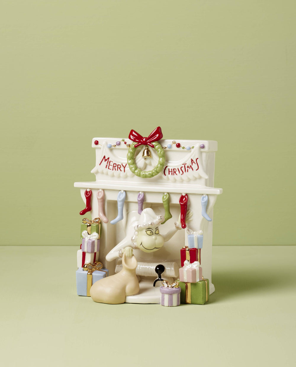 Lenox Grinch Stealing Stockings Figurine Multi, NO COLOR PORCELAIN 896422