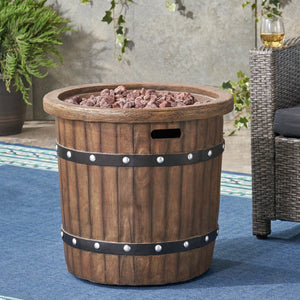 English Elm Round Mgo Concrete Outdoor Fire Pit 40000 Btu Propane Patio Gathering Centerpiece 62229.00DBRN-40K