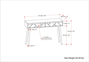 English Elm Jager Console Table - Handcrafted Mango Wood With Gold Accents, Mid-Century Style & Storage Solution B136P158750