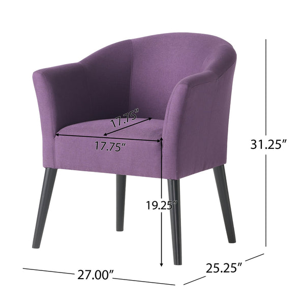 English Elm Arm Chair Plum Fabric Upholstered Accent Seat with Black Birch Legs for Living Room 59258.00PLU