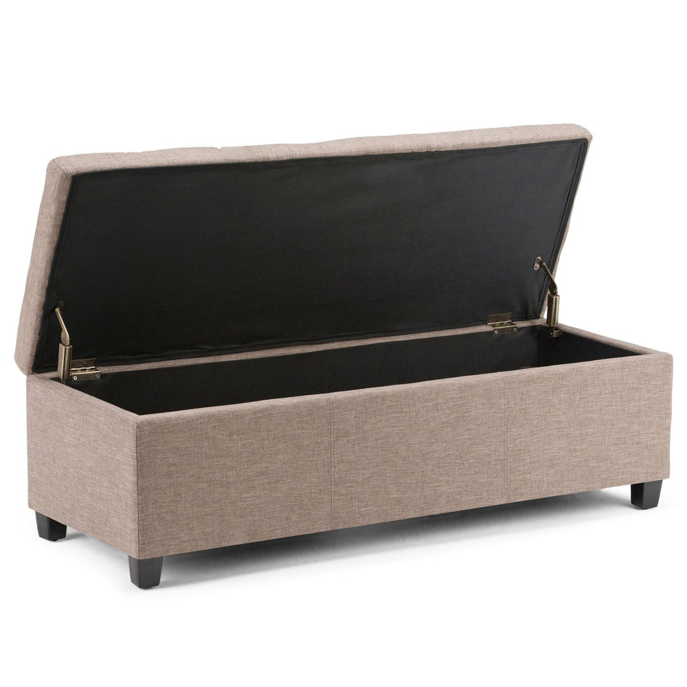 English Elm Avalon Storage Ottoman Bench - Stylish Fawn Brown Fabric, Smart Storage & Comfortable Seating Solution B136P158634