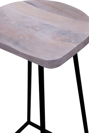 Porter Designs Clement Solid Acacia Wood Bar Stool With Sleek Design And Comfortable Scooped Seat White Wood 07-196-11-2096