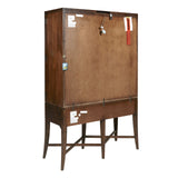 Modern Wood Bar Cabinet with Glass Doors and Storage Drawers Brown with Walnut Wood Finish P301-BAR-K1 Pulaski Furniture