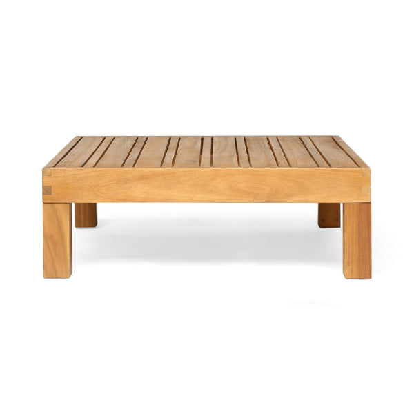 English Elm Brava Acacia Hardwood Outdoor Sectional Set with Cross-back Design and Weather-resistant Frame 57967-8BEI-64489BGE-64496.00