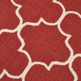 Christopher Knight Home® - Noble House - Thornhill Outdoor 7'10" Round Trefoil Area Rug, Red and Ivory