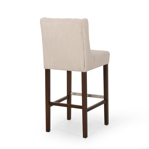 English Elm Christopher Knight Home® - Modern Metal Leg Bar Stool with High-Density Fabric Seat, 30" Counter Height, Commercial-Grade Comfort and Durability Beige 70678.00FBGE