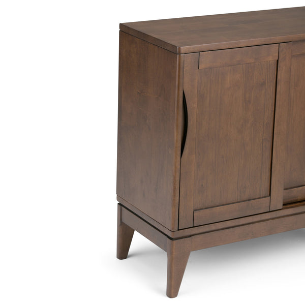 English Elm Harper Mid-Century 30" Solid Hardwood Low Storage Cabinet with Sliding Doors, Eco-Friendly Finish Dark Brown B136P158164