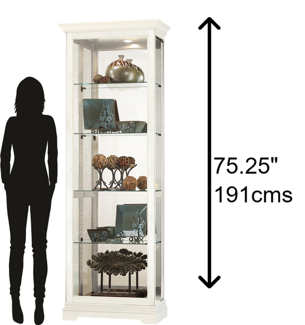 Hekman Furniture 680674 Brantley Iv Curio Cabinet - Elegant Display With Adjustable Glass Shelves & Mirrored Back Aged Linen Brantley Iv Curio Cabinet 680674