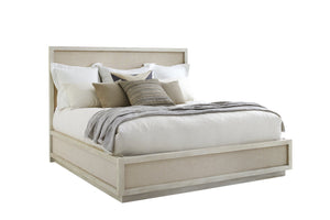A.R.T. Furniture Cotiere Contemporary Panel Bed With Upholstered Linen-blend Fabric And Sturdy Parawood Frame Beige Material, Parawood Solids,Mixed Split Cathedral And Quarter White Oak Veneers,Fabric 299126-2349