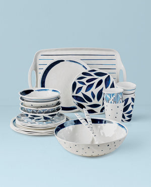 Lenox Blue Bay Melamine 20-Piece Dinnerware Set Multi, WHITE MELAMINE 895324