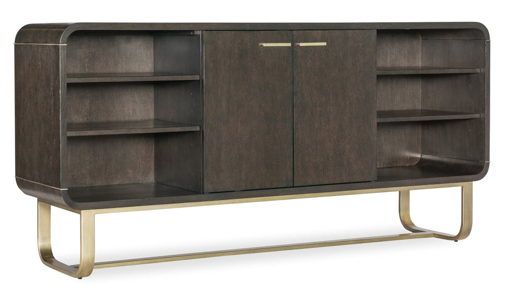 Hooker Furniture Commerce Metropolitan Credenza With Dark Oak Veneer, Gold Accents, Soft-Close Doors & Wire Management 7228-85098-85