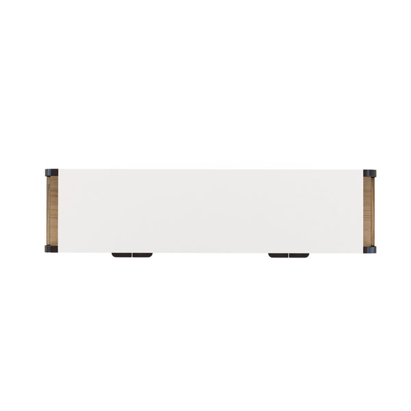 A.R.T. Furniture Portico Contemporary Entertainment Console With Adjustable Shelves & Soft-close Doors In Two Tones Brown, White Parawood Solids,Mindi Veneers,Resin,Steel 323423-3351