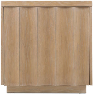 Hooker Furniture Commerce Willow End Table With Scalloped Edges, Light Oak Finish, Soft-Close Door & Hidden Locking Storage 7228-80247-82