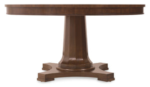 Hooker Furniture Archives Round Pedestal Dining Table — Figured Walnut Veneer, Classic Walnut Finish, Seats 4–6 Elegantly 6123-75203-89