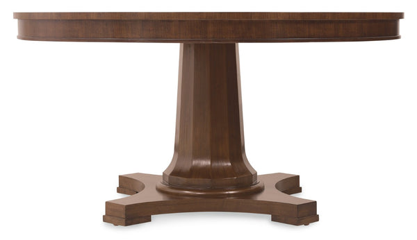 Hooker Furniture Archives Round Pedestal Dining Table — Figured Walnut Veneer, Classic Walnut Finish, Seats 4–6 Elegantly 6123-75203-89