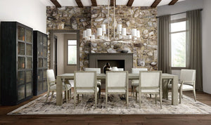 Hooker Furniture Linville Rustic North Fork Rectangle Dining Table With 24" Leaf, Oak Veneer, Smoked Mink Finish, Seats 8–10 6150-75200-85