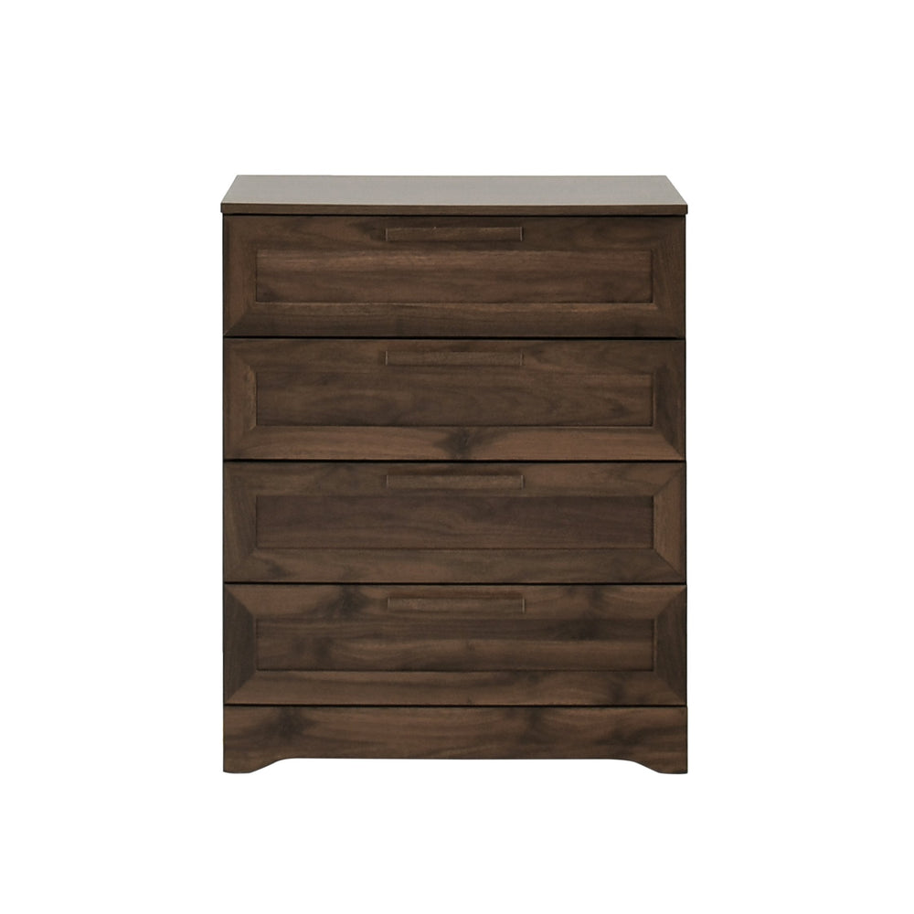 English Elm Christopher Knight Home® - DELANEY Walnut 4-Drawer Dresser with Faux Wood Finish, Compact Storage, Block Pulls, 27.5"W x 34"H 71141.00WALN