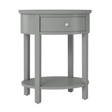 Homelegance By Top-Line Hardin 1-Drawer Oval End Table Grey Veneer