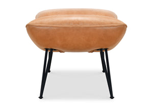 Hooker Furniture Kayne Tufted Top-grain Leather Ottoman with Spindle Legs for Modern Living Rooms CC416-OT-086
