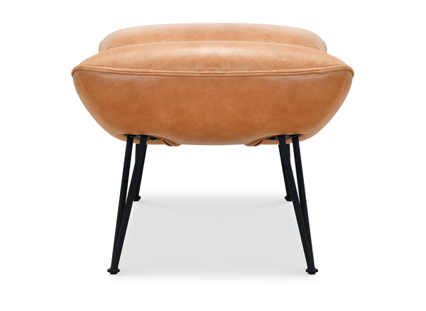 Hooker Furniture Kayne Tufted Top-grain Leather Ottoman with Spindle Legs for Modern Living Rooms CC416-OT-086
