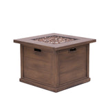 Christopher Knight Home® - Noble House - Ellington Outdoor Brown Wood Patterned Square Gas Fire Pit