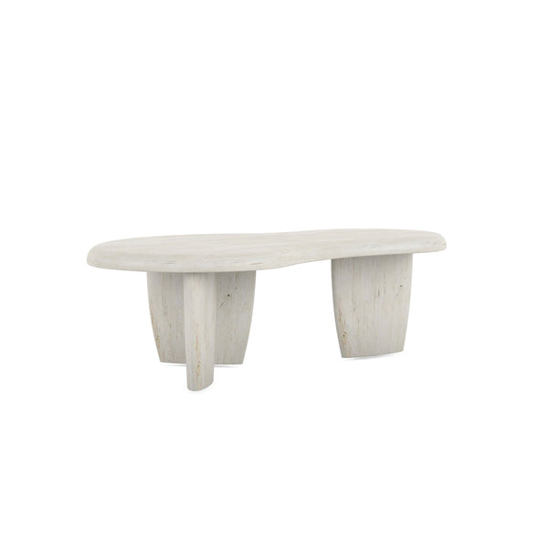 A.R.T. Furniture Ashlar Coastal Modern Cocktail Table With Amorphic Wood Top & Unique Cast Resin Legs In Bisque Finish Beige Parawood Solids,Birch Veneers,Resin 333380-2250