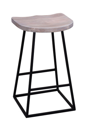 Porter Designs Clement Solid Acacia Wood Bar Stool With Sleek Lines And Comfortable Scooped Seat White Wood 07-196-10-2096