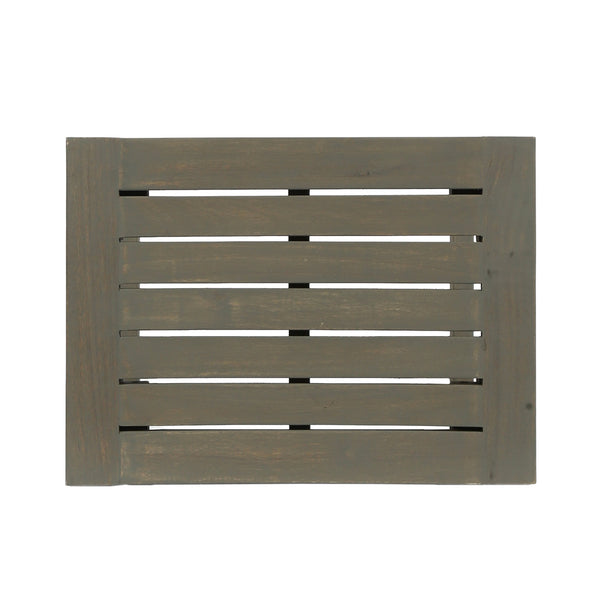 English Elm Christopher Knight Home® - CARIBBEAN Acacia Wood 30" Outdoor Barstool Set of 2 — Weather-Resistant Saddle Seats, Slat Design Grey 61426.00GRY