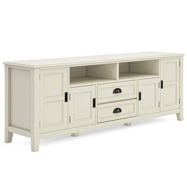 English Elm Burlington 72" Tv Media Stand In Antique White - Handcrafted Storage, Timeless Design & Durability B136P159512