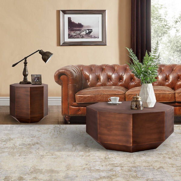 Pasargad Home Dorian Copper Finish Coffee Table - Modern Geometric Design For Chic Living Spaces Copper Iron Prr-021