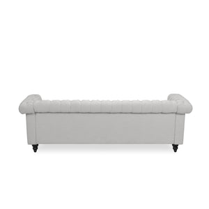 English Elm Christopher Knight Home® - SOFA Chesterfield-inspired 3-seater with deep button tufting, nailhead trim, low back and plush PU upholstery Grey 68326.00FPEBGRY