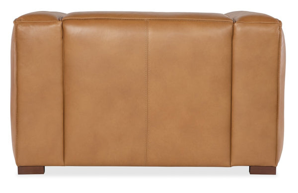 Hooker Furniture Maria Chair With Semi-Aniline Caramel Leather, Wide Track Arms, Flange Welt Trim & Dark Wood Feet SS407-01-080