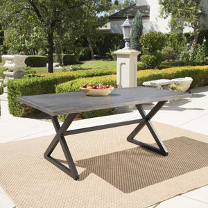 Christopher Knight Home® - Noble House - Rolando Outdoor Grey Aluminum Dining Table With Black Steel Frame