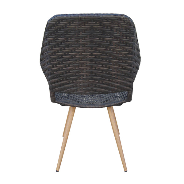 English Elm Christopher Knight Home® - LARYN Rattan Dining Chair Set of 2 – Brown Multi Wicker with Wood-Finish Iron Legs, Cushioned Comfort 62949.00MBRN