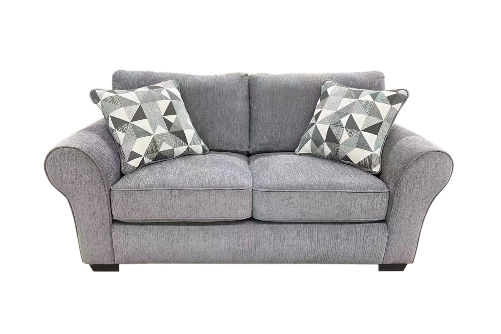 Porter Designs Porter Savannah Soft Gray Chenille Reversible Loveseat With Geometric Accent Pillows For Comfort Gray Fabric 01-207-02-1731