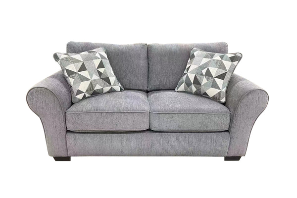 Porter Designs Porter Savannah Soft Gray Chenille Reversible Loveseat With Geometric Accent Pillows For Comfort Gray Fabric 01-207-02-1731
