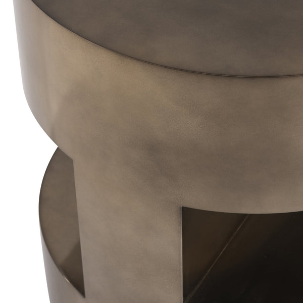 Bernhardt Bernhardt Cassie Sculptural Side Table In Dark Bronze Polished Stainless Steel With Open Shelves, 24" X 32.25" 332122