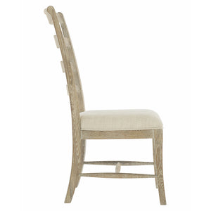 Bernhardt Bernhardt Rustic Patina Ladderback Side Chair Sand Finish — Cerused White Oak, Upholstered Slip Seat, Distressed Elegance 387555