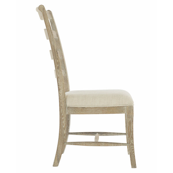 Bernhardt Bernhardt Rustic Patina Ladderback Side Chair Sand Finish — Cerused White Oak, Upholstered Slip Seat, Distressed Elegance 387555