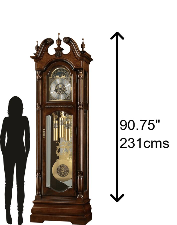 Hekman Furniture 611142 Edinburg Grandfather Clock - Elegant Cherry Bordeaux, Illuminated Dial & Precision Chime Features Cherry Bordeaux Edinburg Grandfather Clock 611142