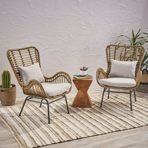 English Elm Tapscott All-weather Rattan Outdoor Accent Chairs Set of 2 with Cushions 65044.00LBRN