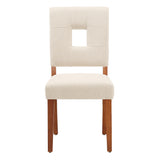 Homelegance By Top-Line Trillian Upholstered Fabric Keyhole Dining Chairs (Set of 2) Beige Rubberwood