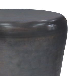 English Elm Garvy Metal Side Table - Handcrafted Antique Copper Drum Accent For Living Rooms & Bedrooms B136P158979