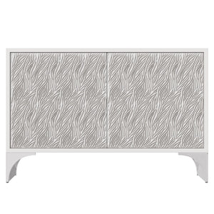 Bernhardt Bernhardt Stratum Door Chest With Carved Resin Fronts, Fossil White Faux-Stone & Polished Nickel Base 325115