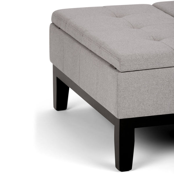 English Elm Dover Square Coffee Table Ottoman - Cloud Grey Linen Storage Piece For Modern Living Rooms & More B136P159049