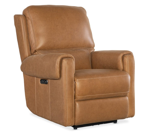 Hooker Furniture Somers Power Recliner Featuring Zero-Gravity Recline, Adjustable Headrest, Nubuck Leather, Usb Port Light Brown SS718-PHZ1-080